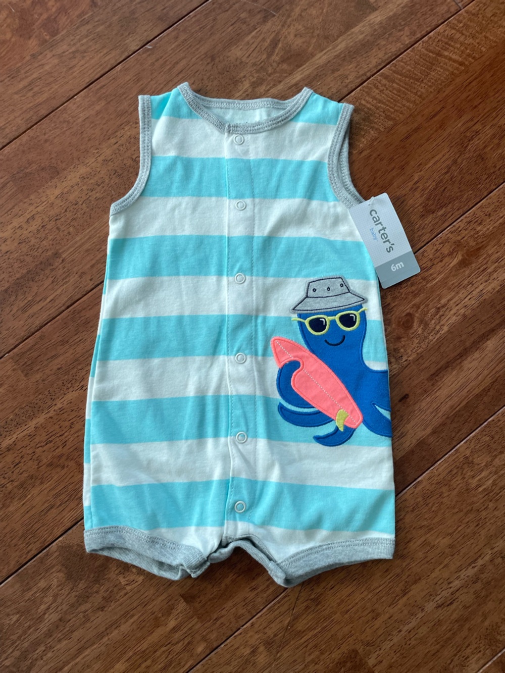 Carter's Blue & White Striped Octopus Sleeper